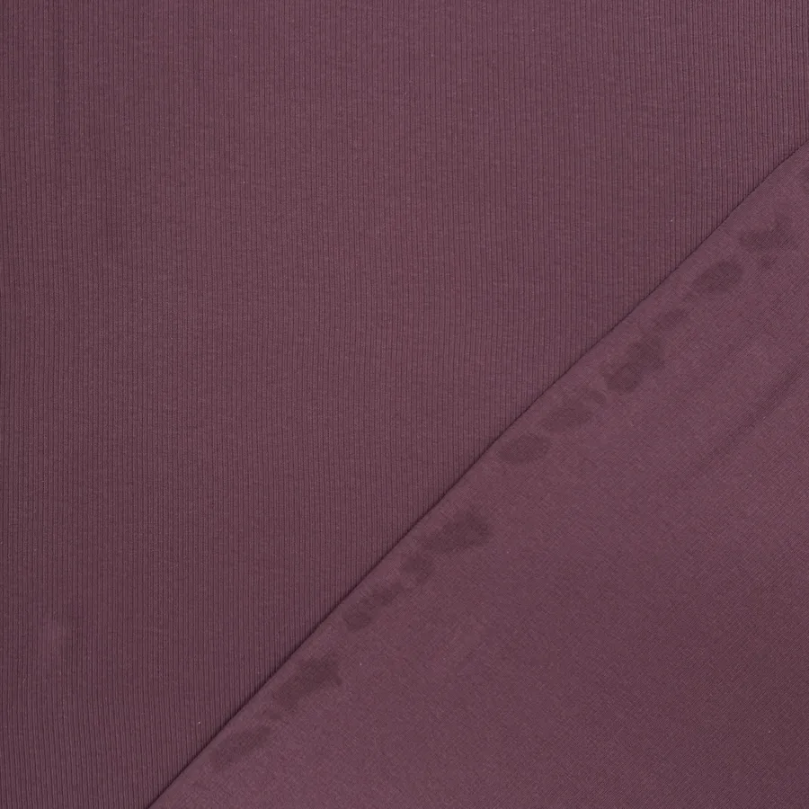Cotton Elastane Soft Ribbed Jersey - Aubergine - Image 4