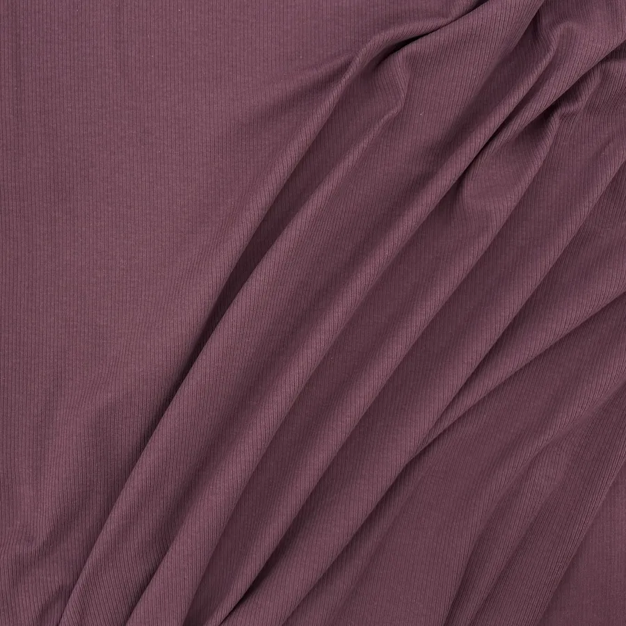 Cotton Elastane Soft Ribbed Jersey - Aubergine - Image 3