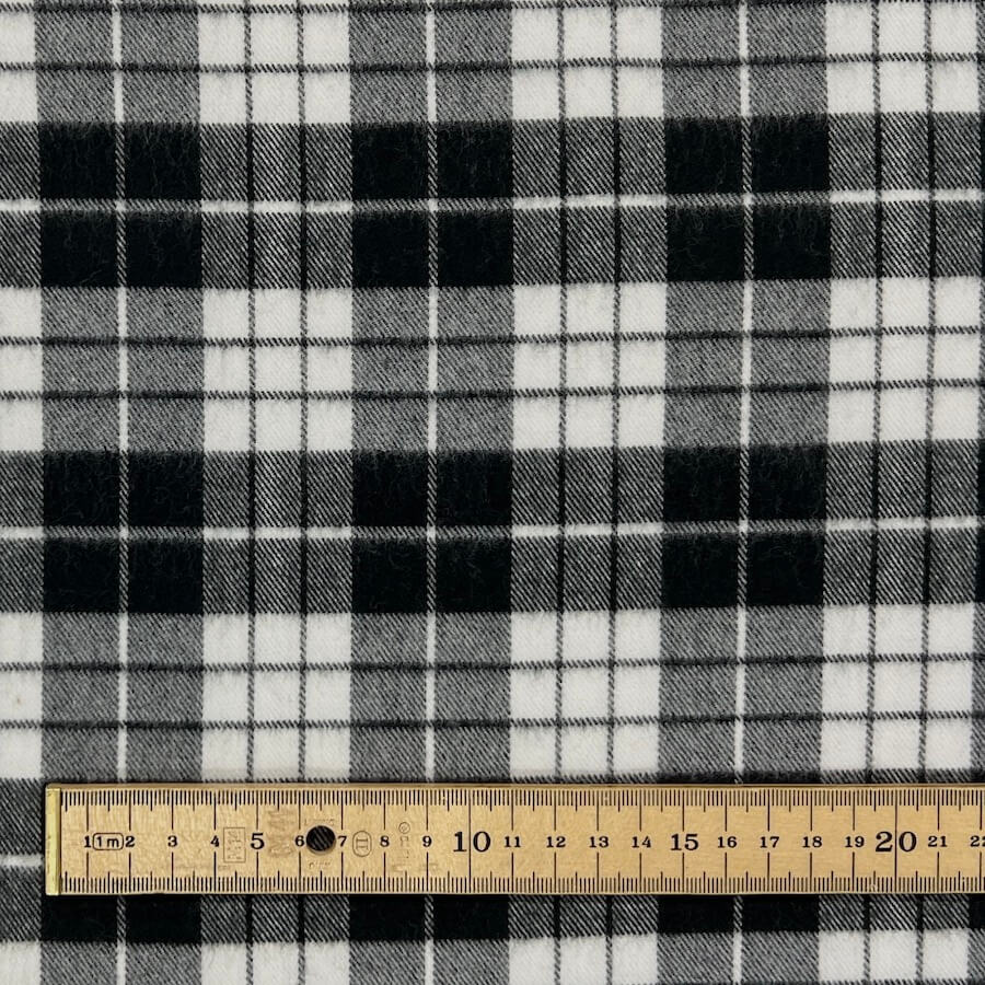 Brisbane Moss 100% Brushed Cotton - Black/Ecru Check - Image 6