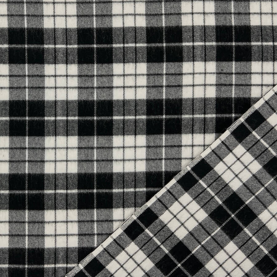 Brisbane Moss 100% Brushed Cotton - Black/Ecru Check - Image 5
