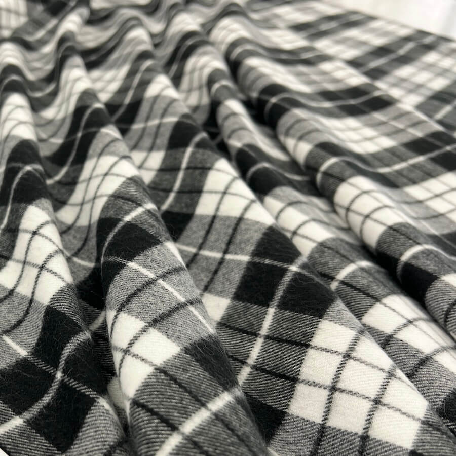 Brisbane Moss 100% Brushed Cotton - Black/Ecru Check - Image 4
