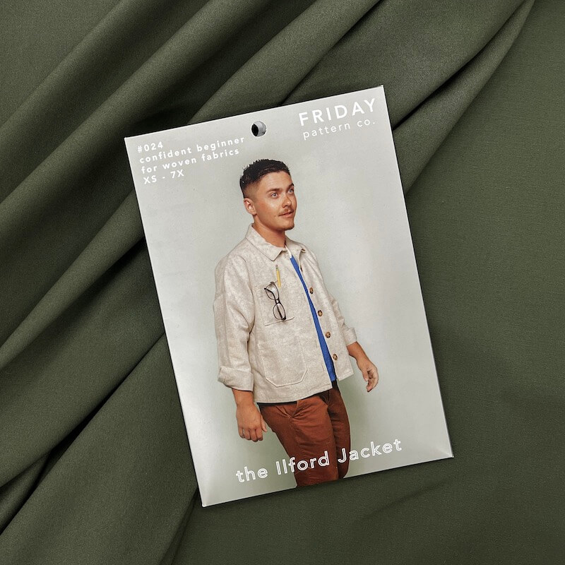 Brushed Stretch Cotton Canvas - Olive - Image 2