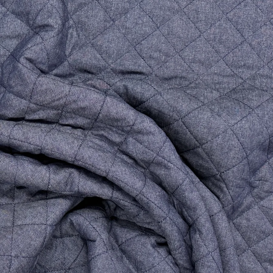 Pre Quilted Denim Chambray and Sherpa Fleece - Image 6