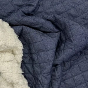 Pre Quilted Denim Chambray and Sherpa Fleece