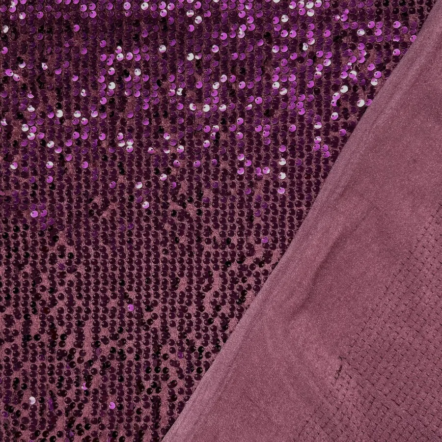 Mulberry Velvet Sequinned Fabric - Image 2