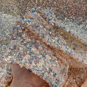 Pearlescent Sequins on Stretch Mesh