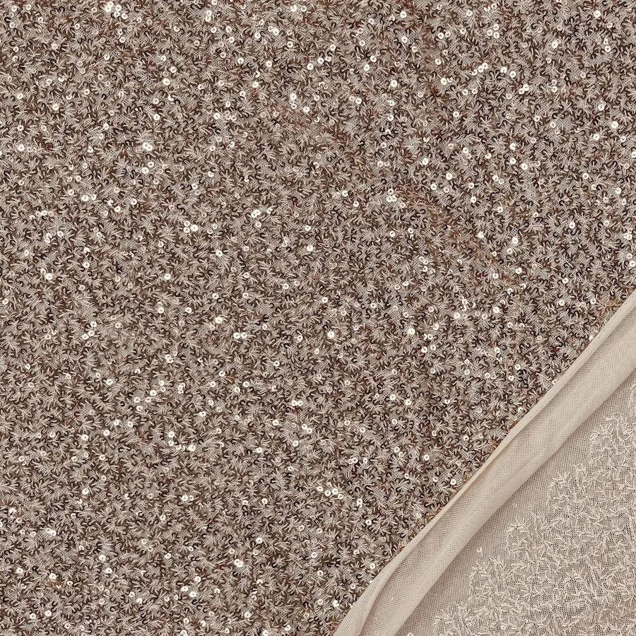 Mini Rose Gold Sequins on Stretch Mesh - Image 3