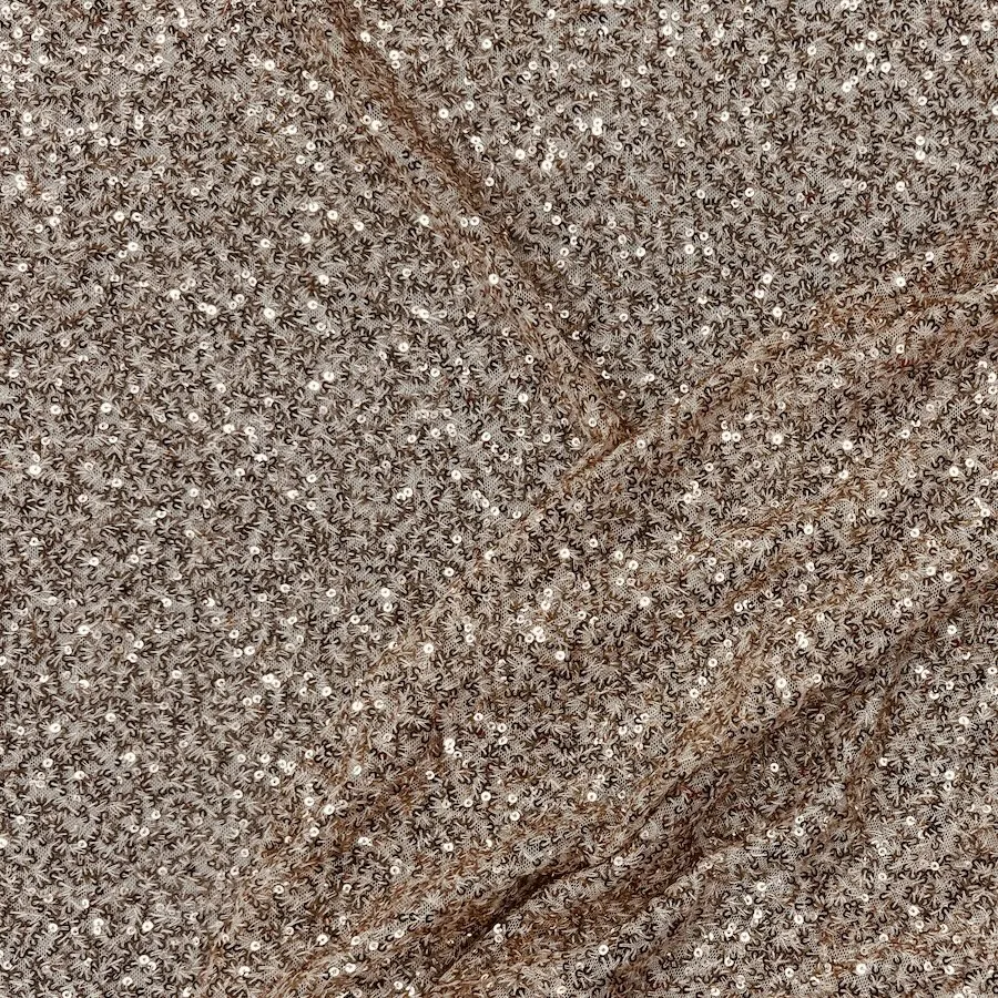 Mini Rose Gold Sequins on Stretch Mesh - Image 4