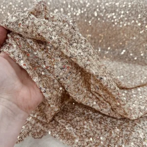 Mini Rose Gold Sequins on Stretch Mesh