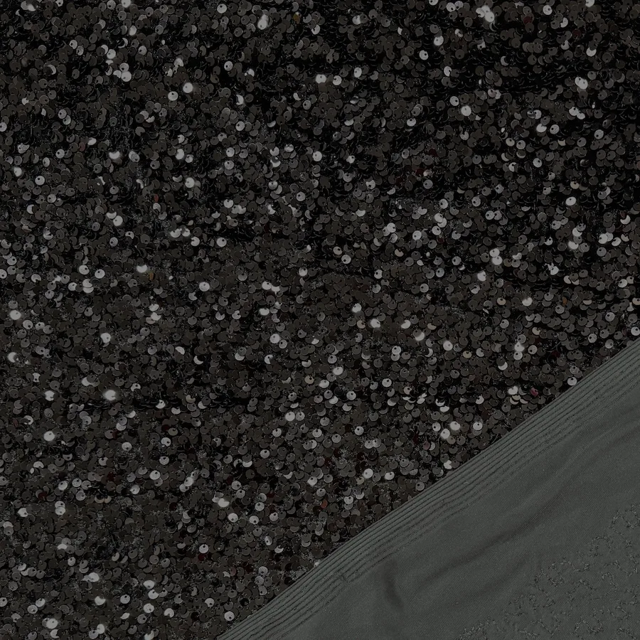 Black Velvet Sequinned Fabric - Image 3