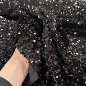 Black Velvet Sequinned Fabric