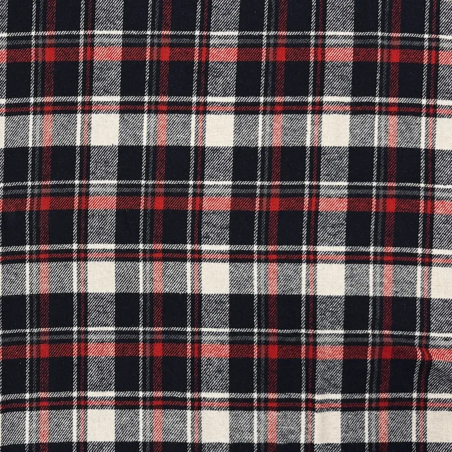 Yarn Dyed 100% Cotton Flannel - Navy/Red/White - Image 4