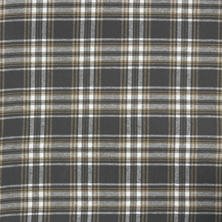 Yarn Dyed 100% Cotton Flannel - Warm Grey/Fawn/Ecru - Image 4