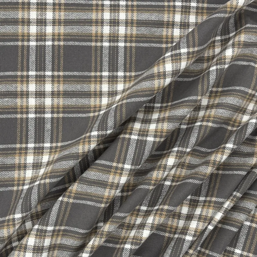 Yarn Dyed 100% Cotton Flannel - Warm Grey/Fawn/Ecru