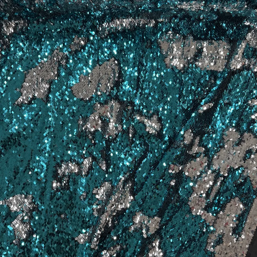 Two Toned Mermaid Sequins - Turquoise/Silver