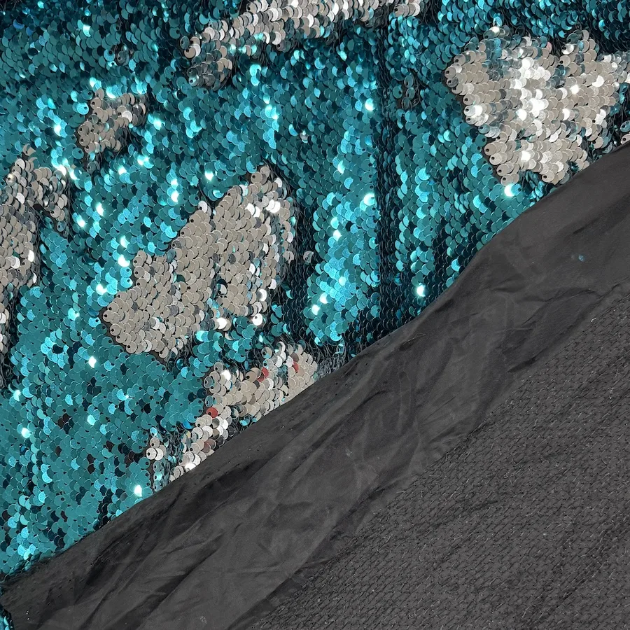 Two Toned Mermaid Sequins - Turquoise/Silver - Image 3