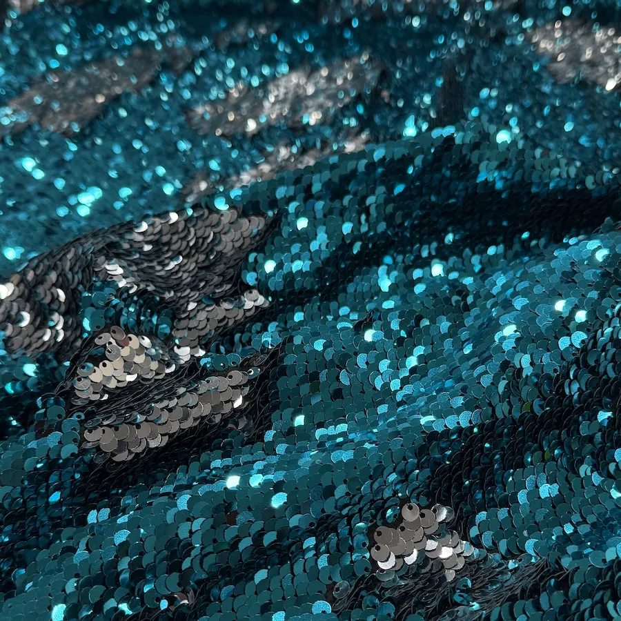 Two Toned Mermaid Sequins - Turquoise/Silver - Image 2