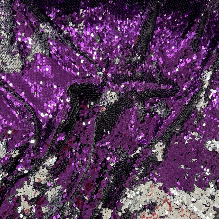 Two Toned Mermaid Sequins - Purple/Silver