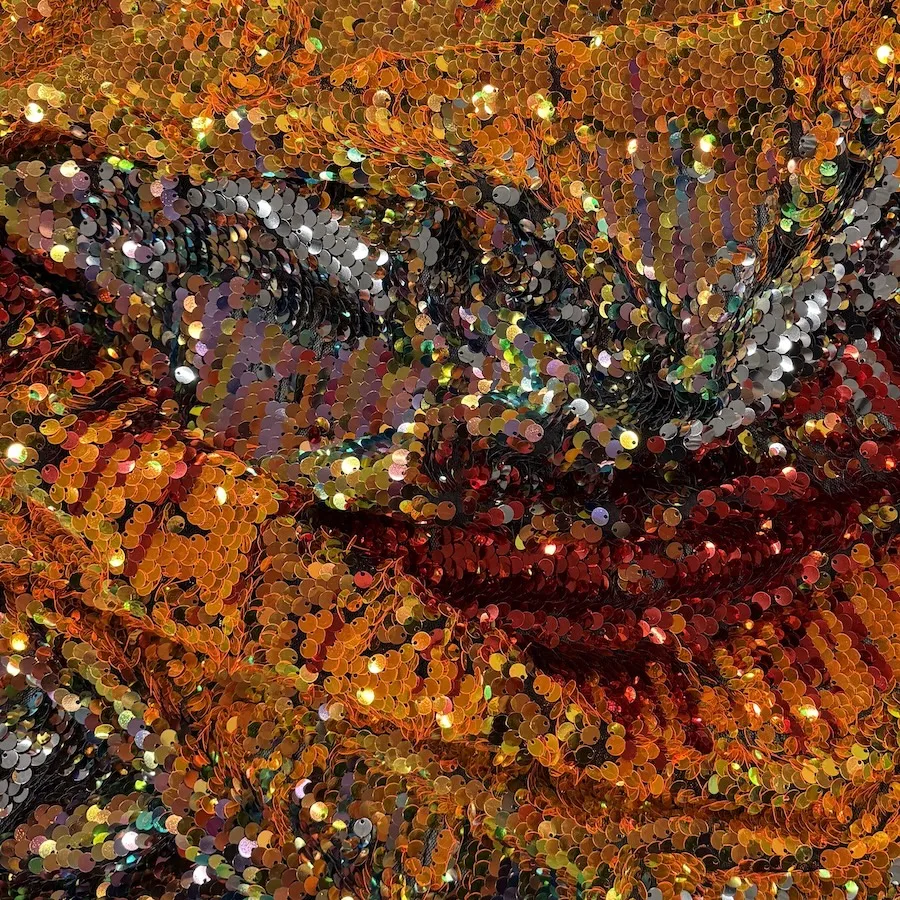 Sunburst Sequins on Black Mesh