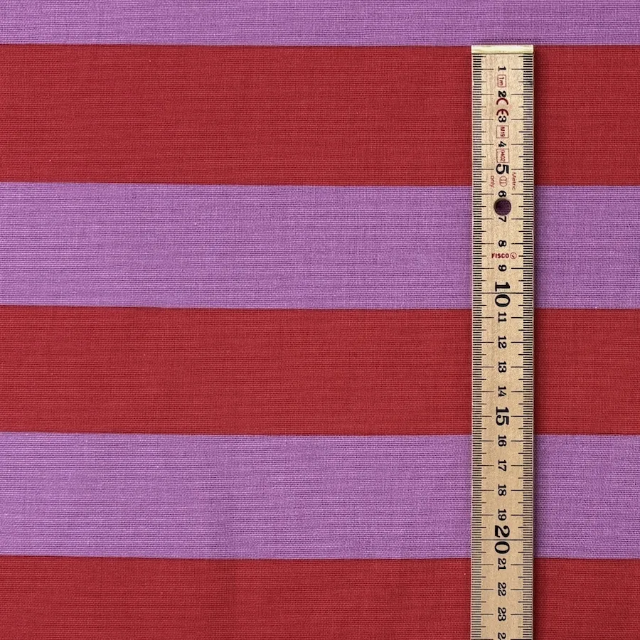 100% Cotton Canvas - Red/Lilac Stripes - Image 4