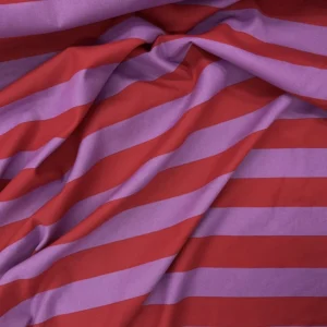 100% Cotton Canvas - Red/Lilac Stripes