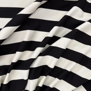 100% Cotton Canvas - Black/Cream Stripes
