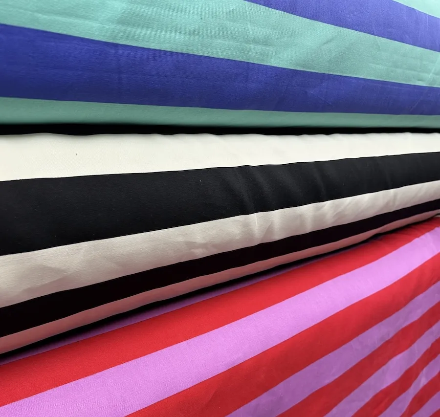 100% Cotton Canvas - Red/Lilac Stripes - Image 6