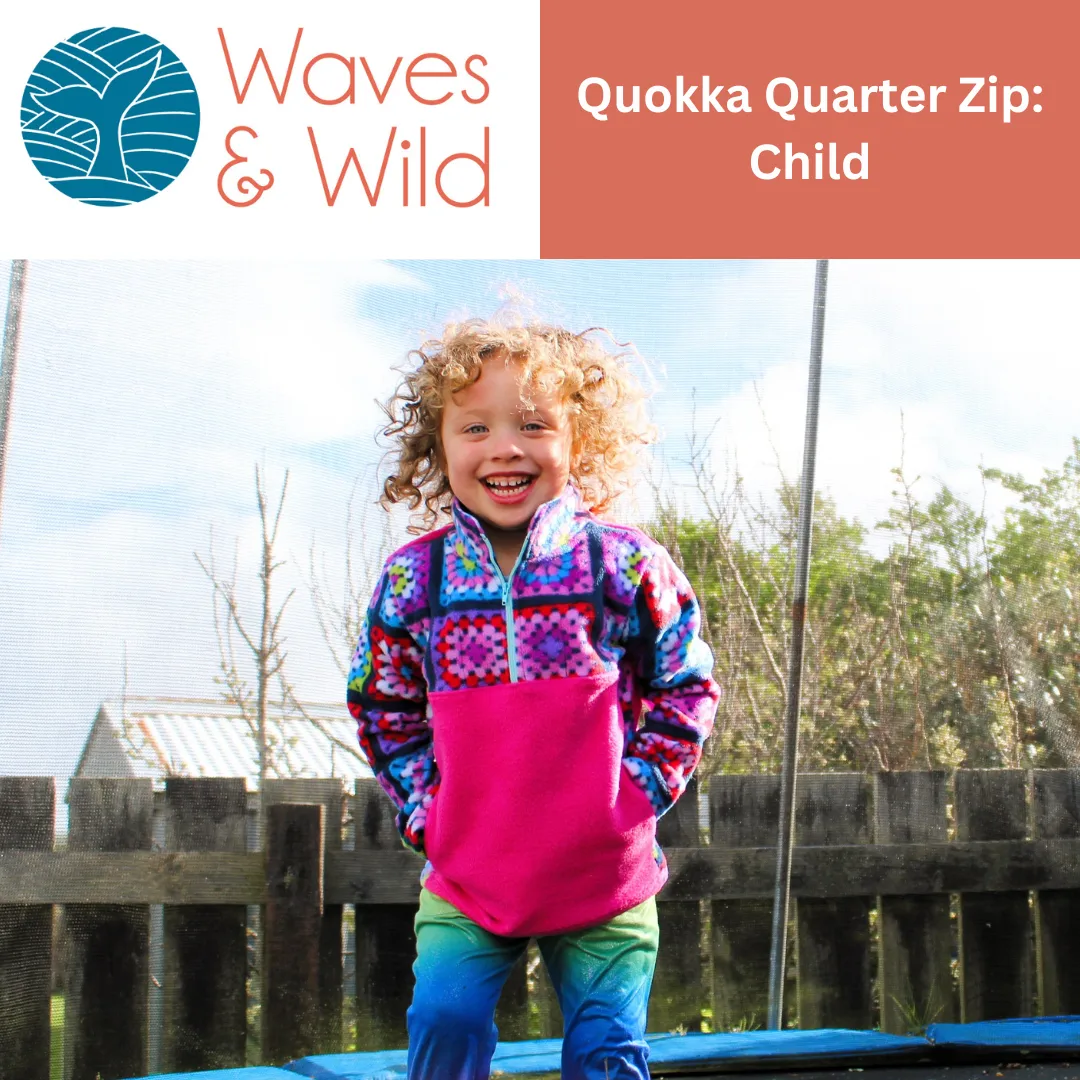 Waves & Wild Quokka Quarter Zip Top PDF Pattern - Child