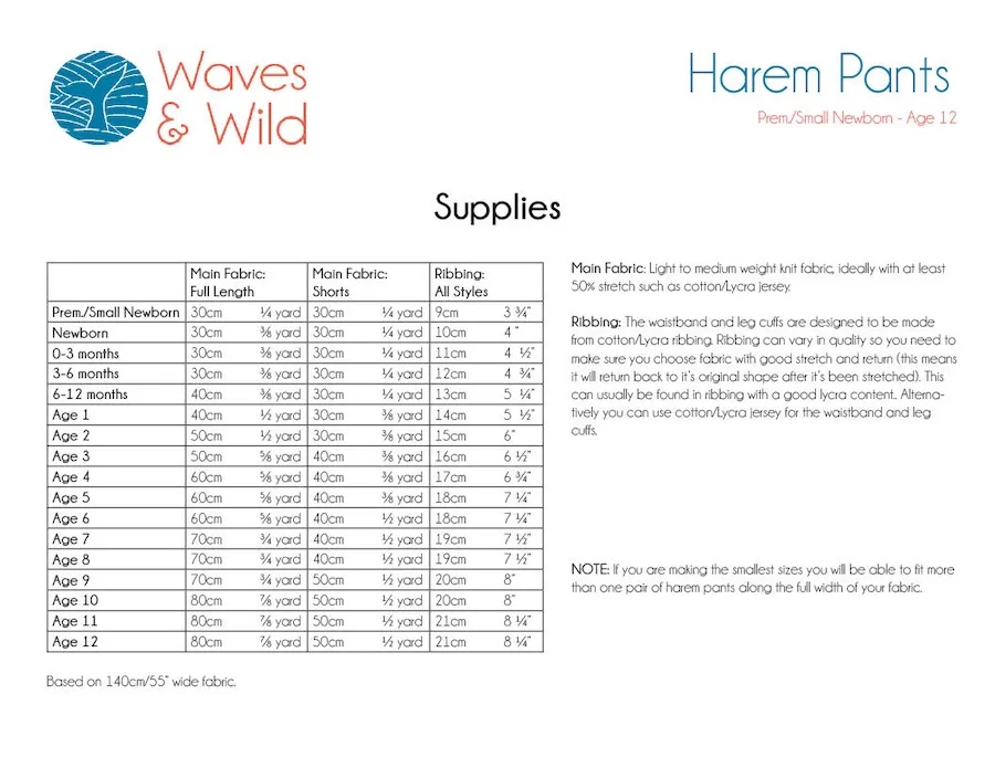 Waves & Wild Harem Pants PDF Pattern - Child - Image 10