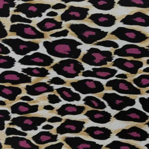 Printed Double Knit Ponte Roma - Purple Leopard Spots