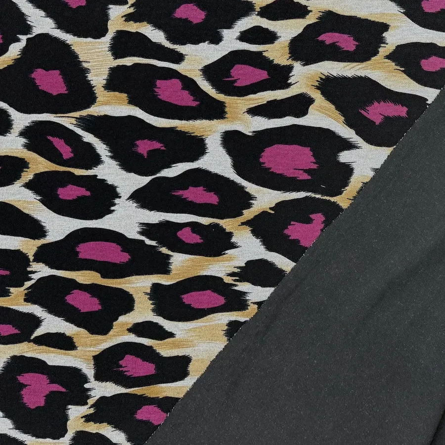 Printed Double Knit Ponte Roma - Purple Leopard Spots - Image 5