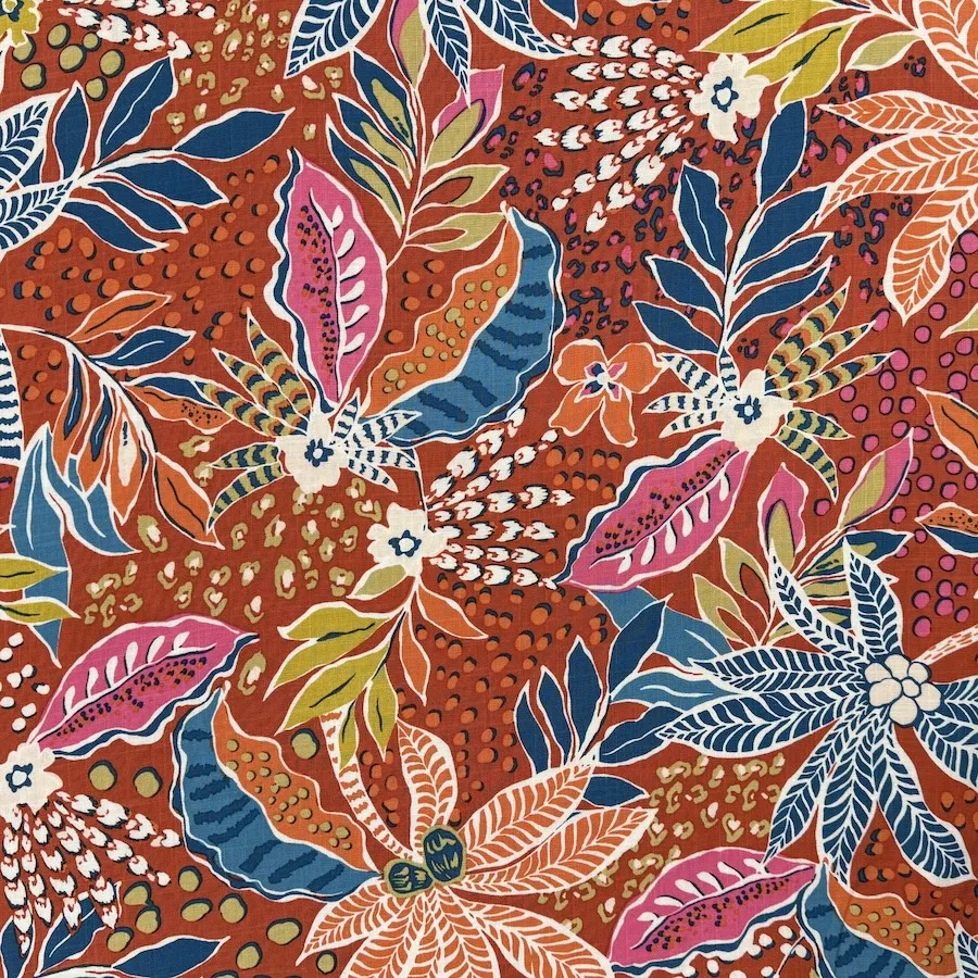 Slub Rayon Spandex - Terracotta Floral - Image 2
