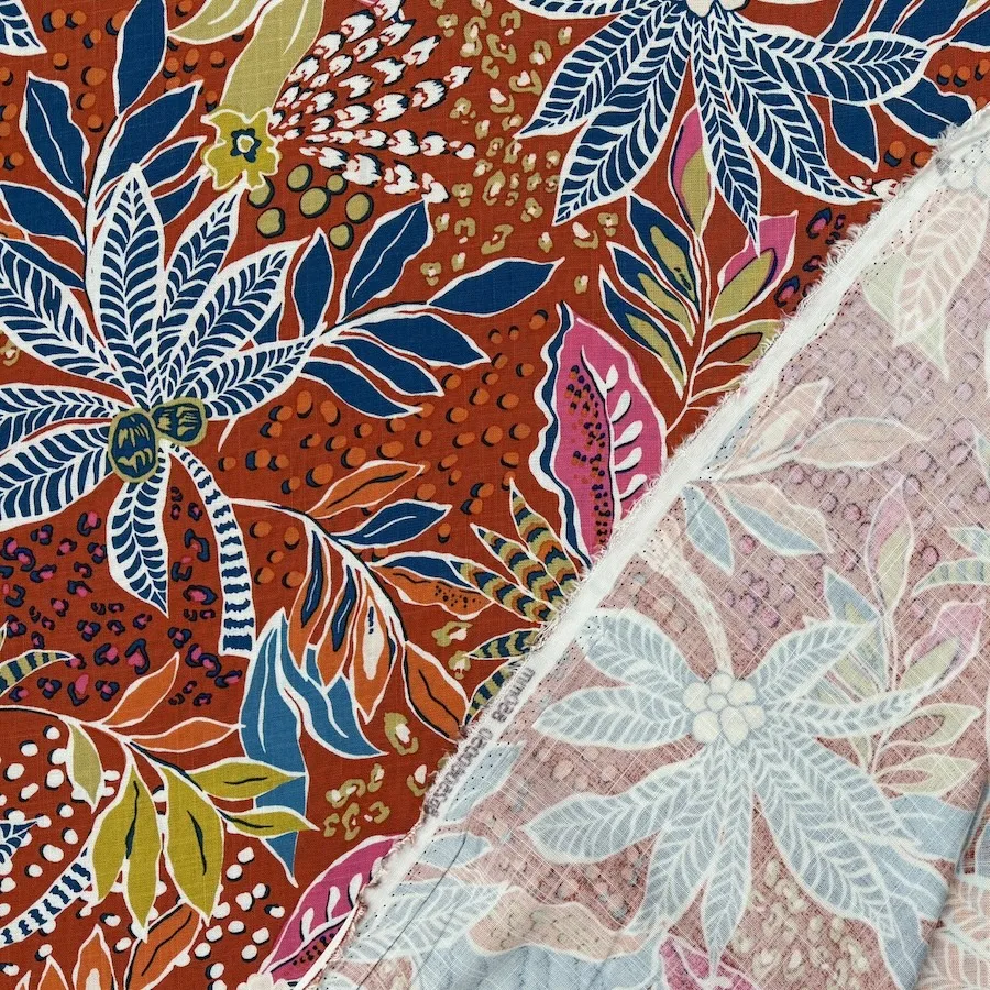 Slub Rayon Spandex - Terracotta Floral - Image 5
