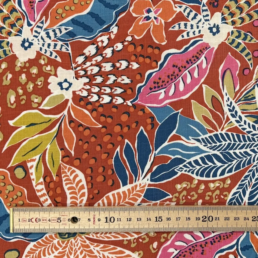 Slub Rayon Spandex - Terracotta Floral - Image 4