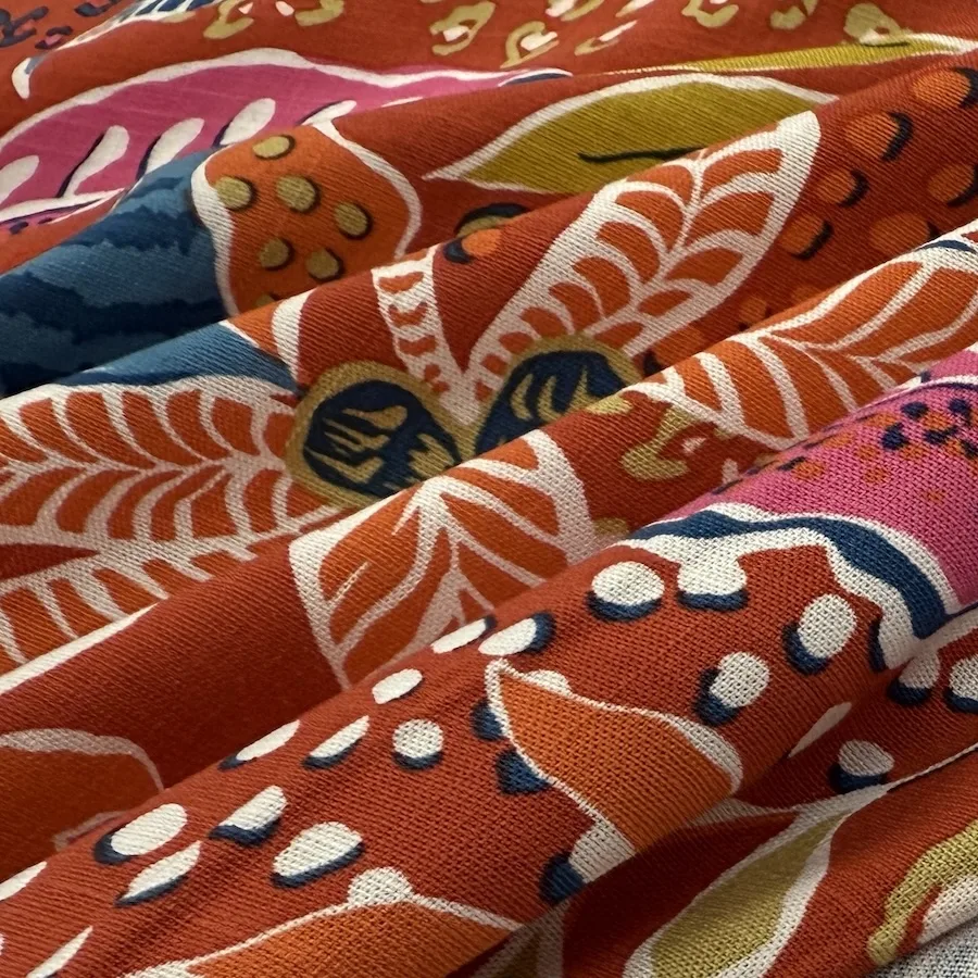 Slub Rayon Spandex - Terracotta Floral - Image 3