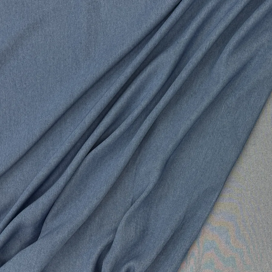 100% Viscose Lightweight Chambray - Mid Denim