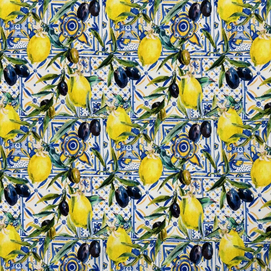 Soft Loop Back French Terry Jersey - Lemons and Olives - Image 2