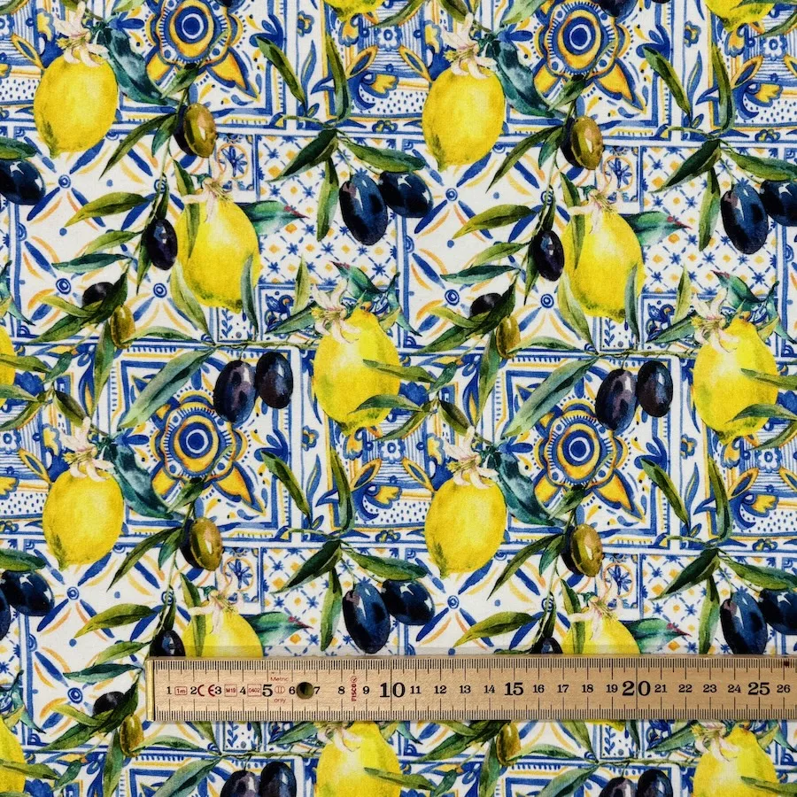 Soft Loop Back French Terry Jersey - Lemons and Olives - Image 3