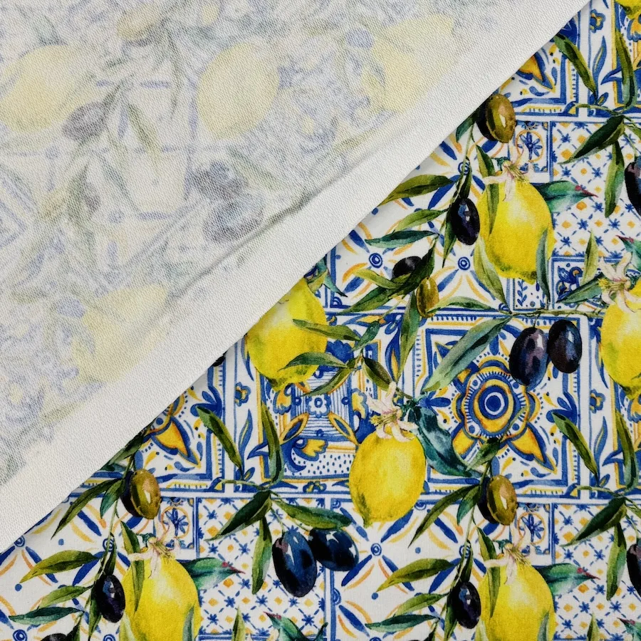 Soft Loop Back French Terry Jersey - Lemons and Olives - Image 4