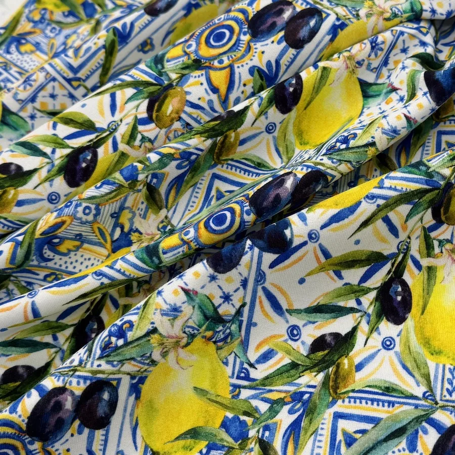 Soft Loop Back French Terry Jersey - Lemons and Olives - Image 5