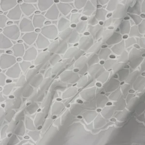 Scalloped Edge Embroidered 100% Cotton - Interlinking Flowers