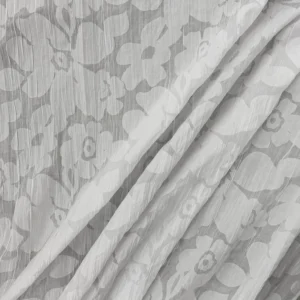 Crinkle Cotton - White Flowers