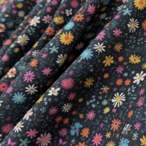 Little Johnny Fabrics 100% Cotton Printed Needlecord - Mini Flowers