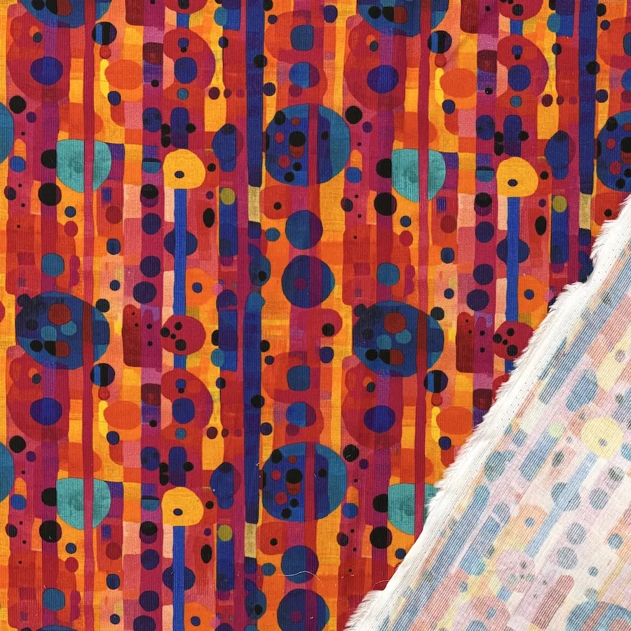 Little Johnny Fabrics 100% Cotton Printed Needlecord - Abstract Design - Image 4