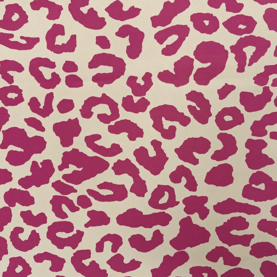 Organic Cotton Heavy Sweatshirt Jersey - Cream/Candy Leopard Print - Image 4