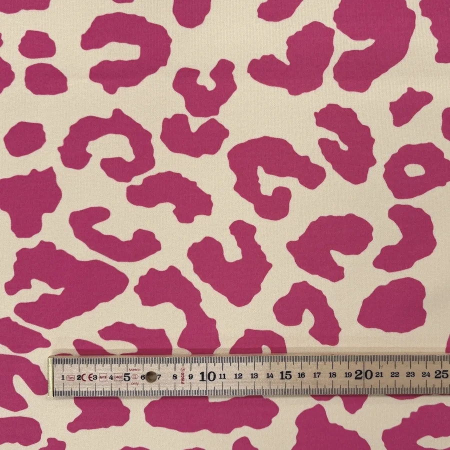 Organic Cotton Heavy Sweatshirt Jersey - Cream/Candy Leopard Print - Image 3