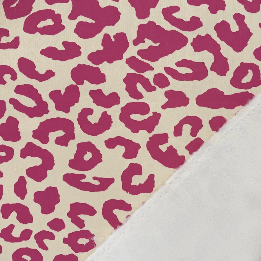 Organic Cotton Heavy Sweatshirt Jersey - Cream/Candy Leopard Print - Image 2