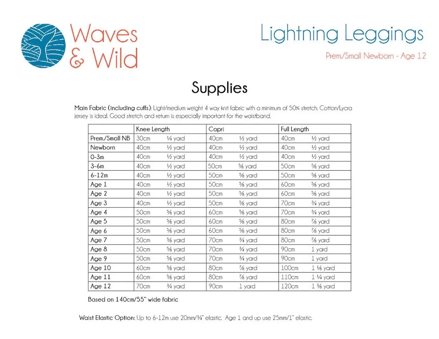 Waves & Wild Lightning Leggings PDF Pattern - Child - Image 9