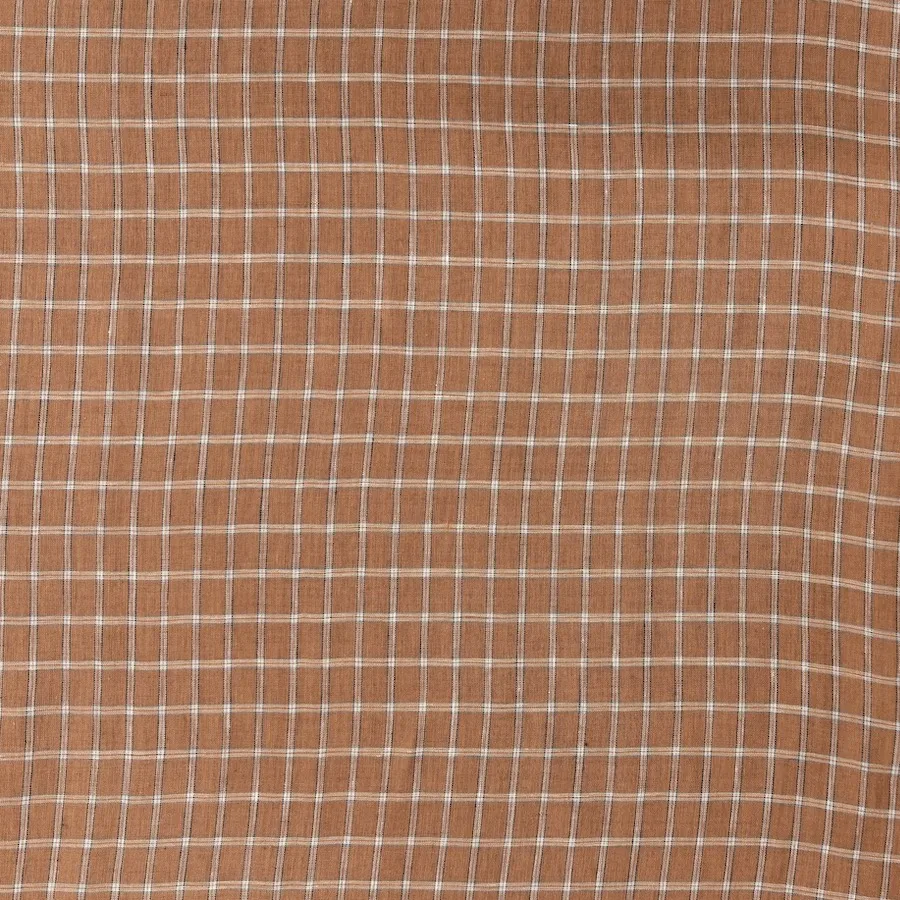 Ex Designer 100% Linen - Amber Check - Image 5