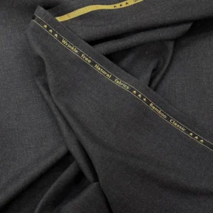 Woven Bamboo/Recycled Polyester Fibre Dyed Fabric - Dark Grey Melange